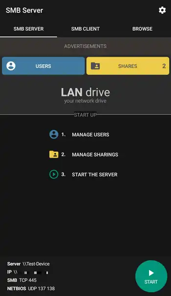 LAN drive メイン画面