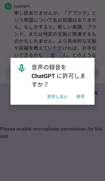 ChatGPT 音声の録音を許可